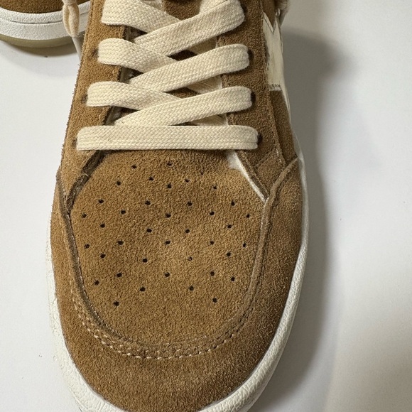 Vintage Havana Belen Chestnut Suede Sneakers w Faux Fur Trim and Gold Accents. 8 - Picture 10 of 15